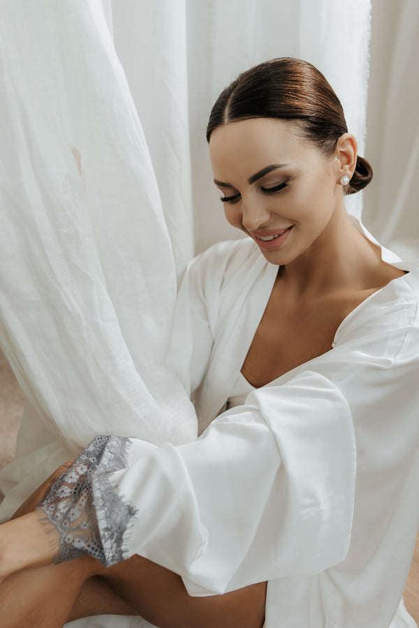White robe with lace