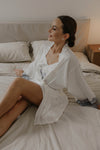 White nighties and robe with lace + initials